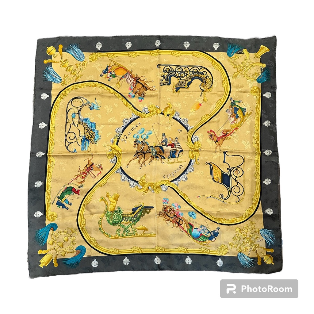 Hermes Scarf Yellow 100 Silk Made In France